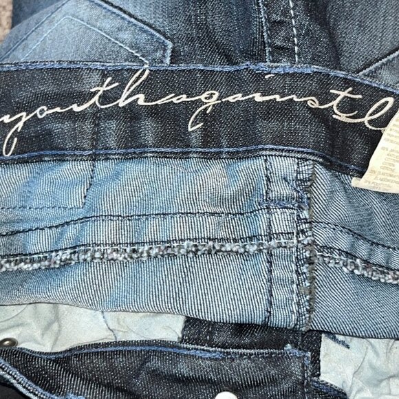 YAL YOUTH AGAINST LABELS Low Rise Studded Flare Blue Jeans Sequined Pocket 27X30 - Picture 12 of 16